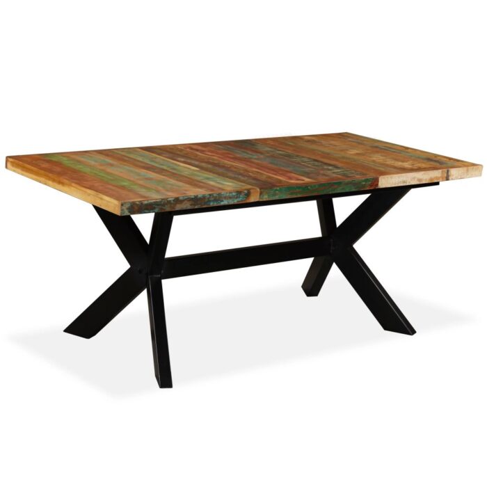 Table à manger Bois récupération massif et croix en acier 180cm – Image 10