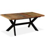Table à manger Bois récupération massif et croix en acier 180cm – Image 11