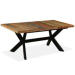 Table à manger Bois récupération massif et croix en acier 180cm – Image 12