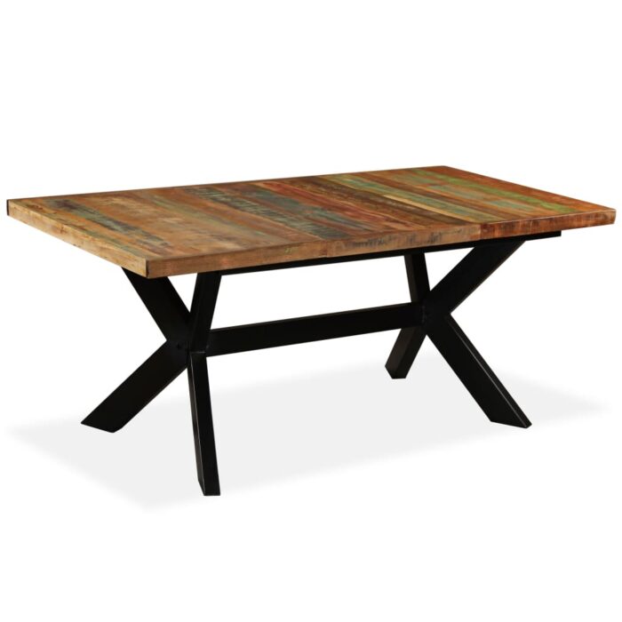 Table à manger Bois récupération massif et croix en acier 180cm – Image 12