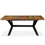 Table à manger Bois récupération massif et croix en acier 180cm – Image 3