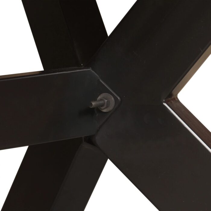 Table à manger Bois récupération massif et croix en acier 180cm – Image 6