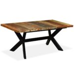 Table à manger Bois récupération massif et croix en acier 180cm – Image 8