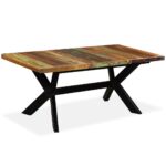Table à manger Bois récupération massif et croix en acier 180cm – Image 9