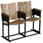 Banc à 2 places Bois de manguier massif et acier – Image 10