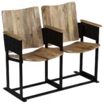 Banc à 2 places Bois de manguier massif et acier – Image 12