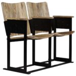 Banc à 2 places Bois de manguier massif et acier – Image 2