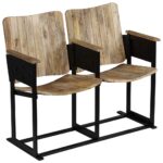 Banc à 2 places Bois de manguier massif et acier – Image 8