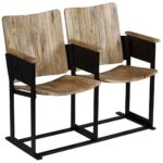 Banc à 2 places Bois de manguier massif et acier – Image 9