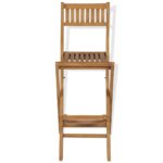 Tabourets pliables de bar d'extérieur lot de 2 bois teck solide – Image 2