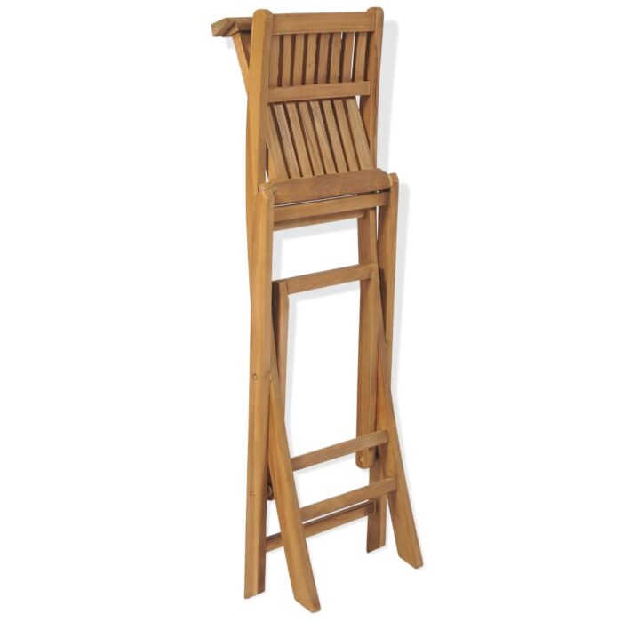 Tabourets pliables de bar d'extérieur lot de 2 bois teck solide – Image 5