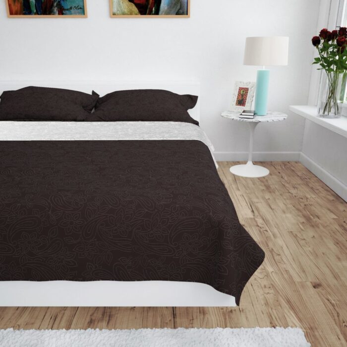 Couvre-lit à double face matelassé 230 x 260 cm Crème et marron – Image 2