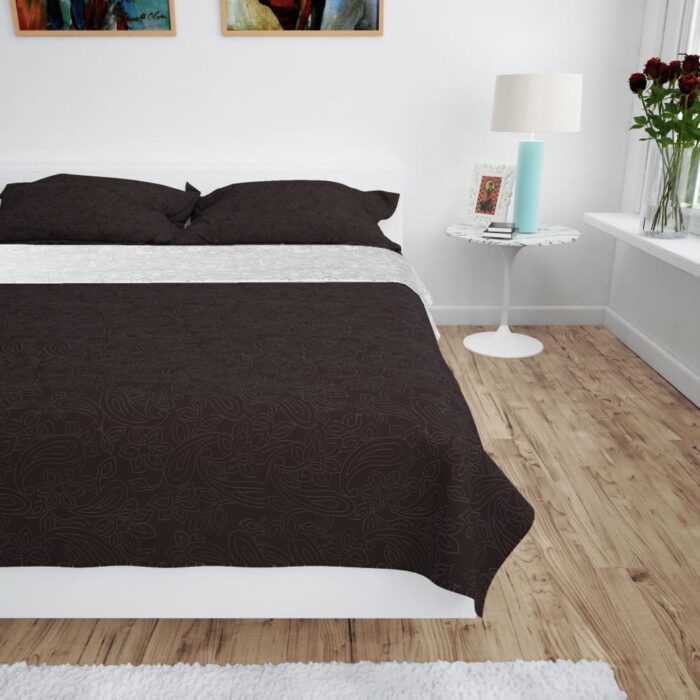 VXL8718475582328_m_en_hd_1.jpg Couvre-lit à double face matelassé 230 x 260 cm Crème et marron – Image 1