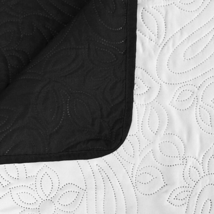 Couvre-lit à double face matelassé 170 x 210 cm Noir et blanc – Image 2