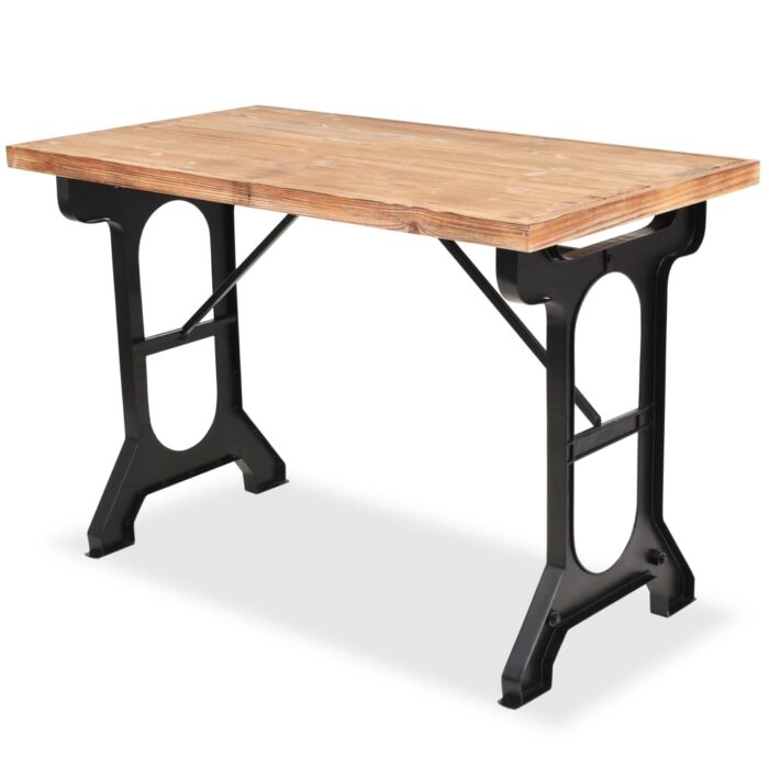 Table à manger dessus en bois de sapin massif 122x65x82 cm – Image 1