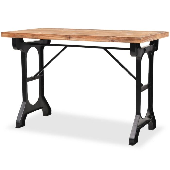 Table à manger dessus en bois de sapin massif 122x65x82 cm – Image 2