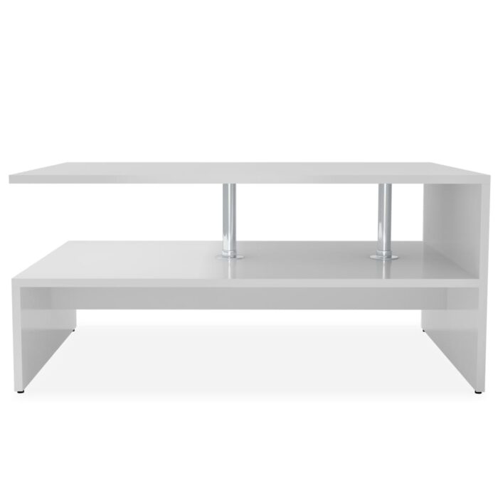 Table basse Bois d'ingénierie 90x59x42 cm Blanc – Image 2