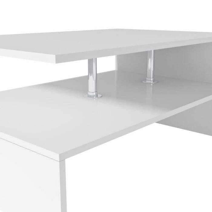 Table basse Bois d'ingénierie 90x59x42 cm Blanc – Image 3