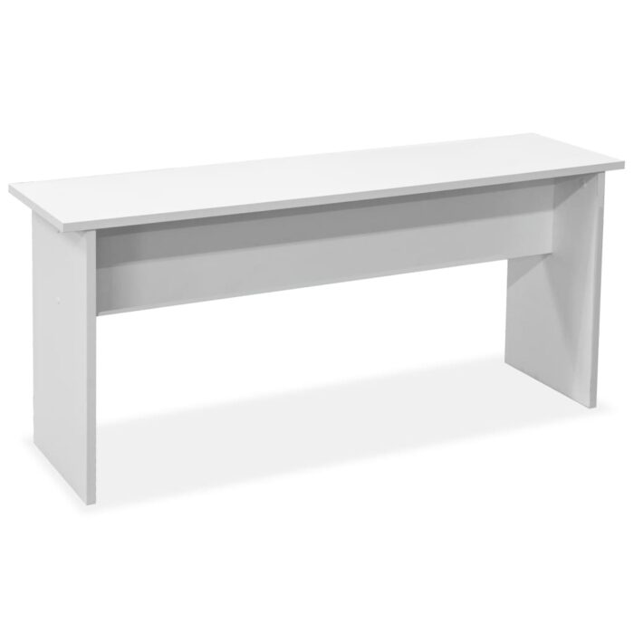 Table de salle à manger et bancs 3 pcs Bois d'ingénierie Blanc – Image 2