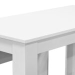 Table de salle à manger et bancs 3 pcs Bois d'ingénierie Blanc – Image 3