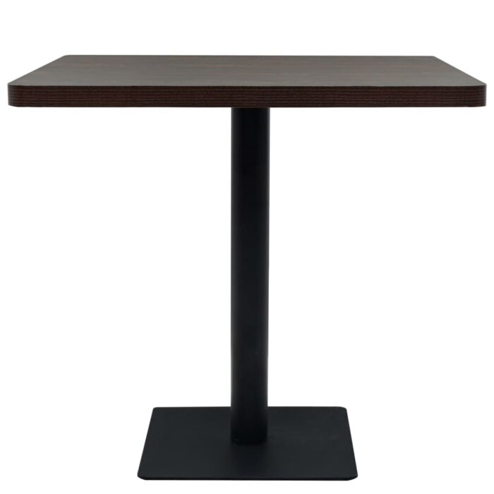 Table de bistro MDF et acier Carré 80 x 80 x 75 cm Frêne foncé – Image 2