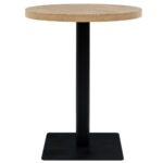 Table de bistro MDF et acier Rond 60 x 75 cm Couleur de chêne – Image 2