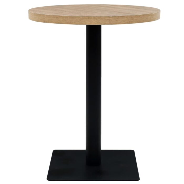 Table de bistro MDF et acier Rond 60 x 75 cm Couleur de chêne – Image 2