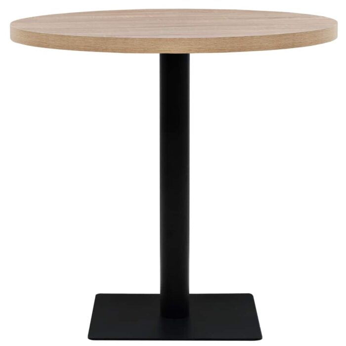 Table de bistro MDF et acier Rond 80 x 75 cm Couleur de chêne – Image 2