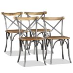 Chaises à manger lot de 4 bois de manguier massif et acier