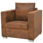 Ensemble de canapés 3 pcs cuir daim synthétique – Image 2