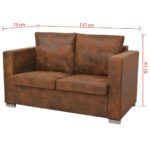Ensemble de canapés 3 pcs cuir daim synthétique – Image 5