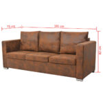 Ensemble de canapés 3 pcs cuir daim synthétique – Image 7