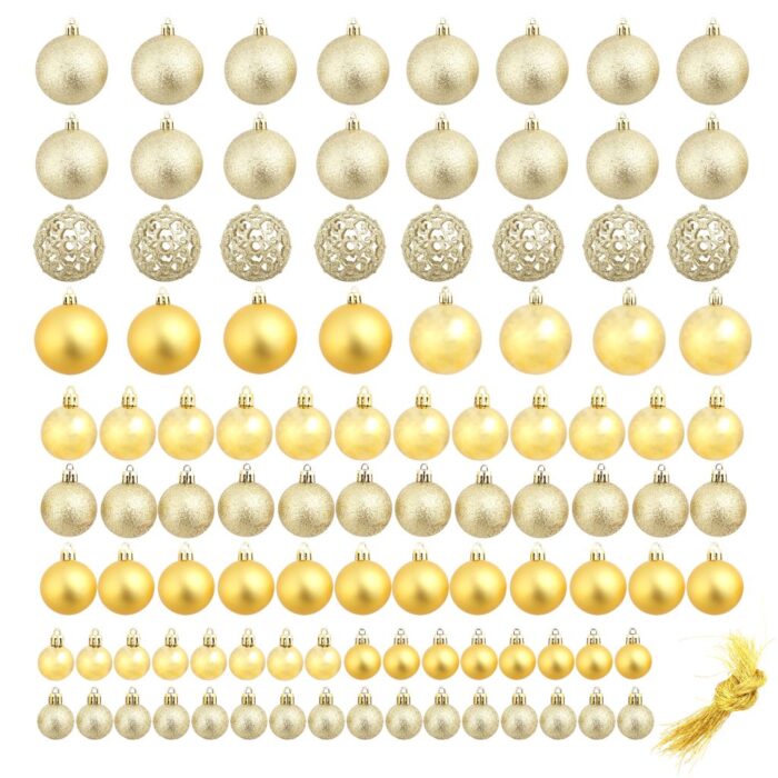 Ensemble de boules de Noël 100 pcs 3/4/6 cm Doré – Image 2