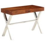 Bureau Bois d'acacia solide avec finition miel 110x50x76 cm – Image 11