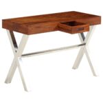 Bureau Bois d'acacia solide avec finition miel 110x50x76 cm – Image 3