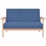 Ensemble de canapé 2 pcs Tissu bleu – Image 3