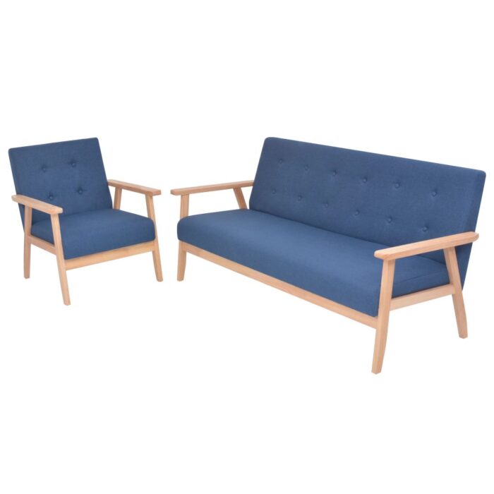 Ensemble de canapé 2 pcs Tissu bleu – Image 1