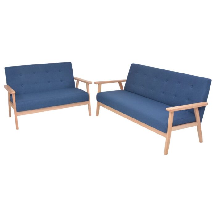 Ensemble de canapé 2 pcs Tissu bleu – Image 1