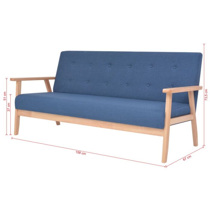Ensemble de canapé 2 pcs Tissu bleu – Image 8