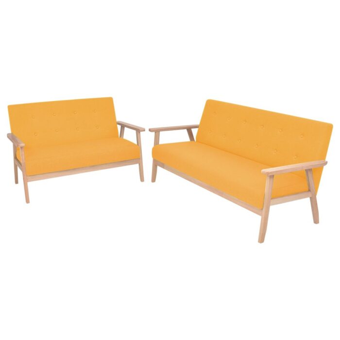 Ensemble de canapé 2 pcs Tissu jaune – Image 1