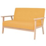 Ensemble de canapé 2 pcs Tissu jaune – Image 4