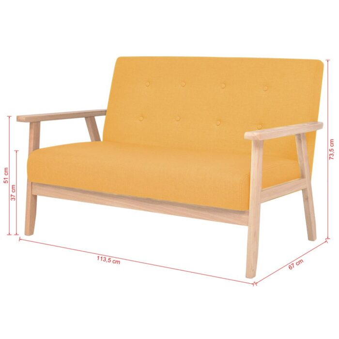 Ensemble de canapé 2 pcs Tissu jaune – Image 9