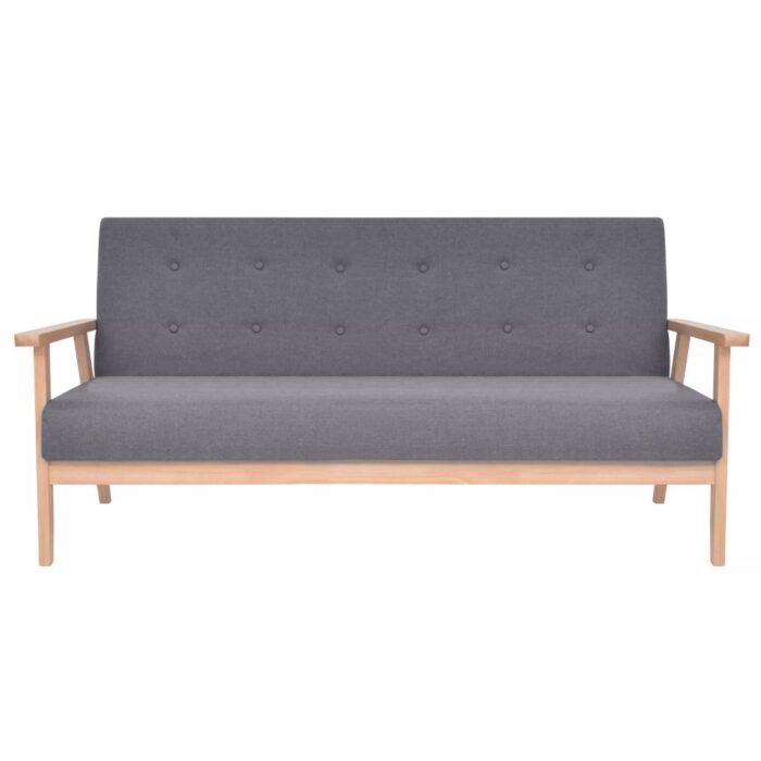 Ensemble de canapés 3 pcs Tissu Gris foncé – Image 3