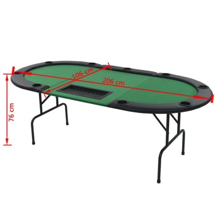 Table de poker pliable pour 9 joueurs 3 plis Ovale Vert – Image 6