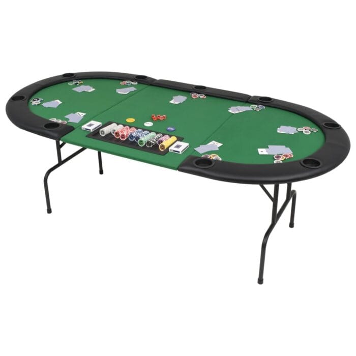 Table de poker pliable pour 9 joueurs 3 plis Ovale Vert – Image 1