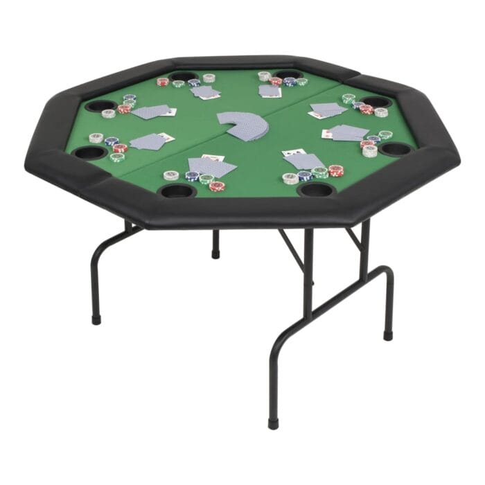 Table de poker pliable pour 8 joueurs 2 plis Octogonale Vert – Image 1