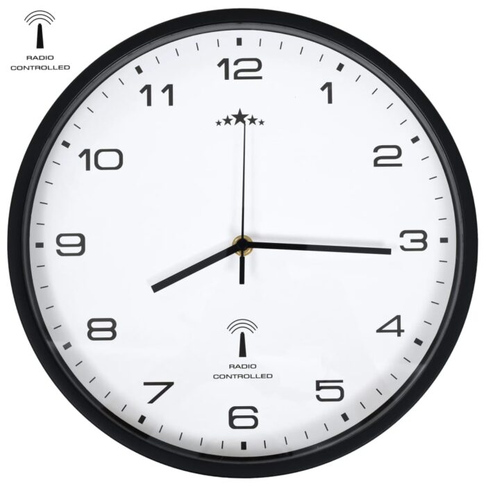 Horloge murale radioguidée Mouvement à quartz 31 cm Blanc/noir – Image 1