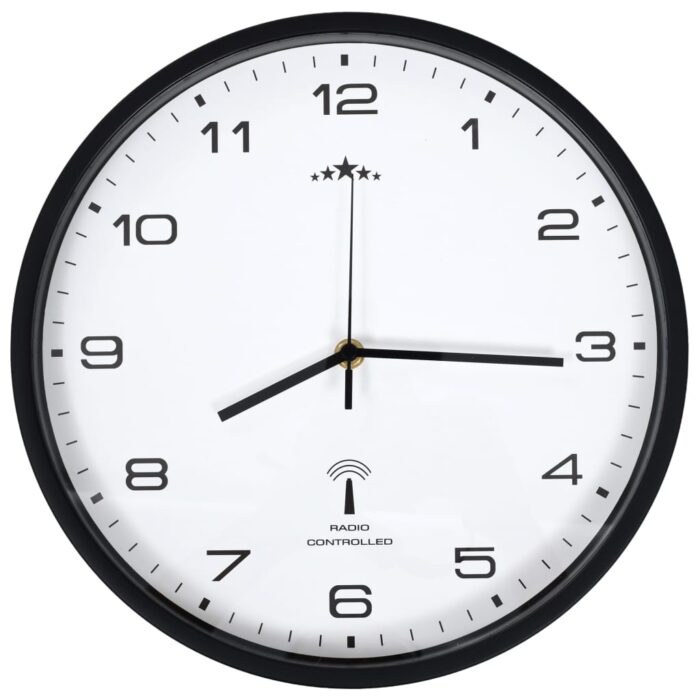 Horloge murale radioguidée Mouvement à quartz 31 cm Blanc/noir – Image 2