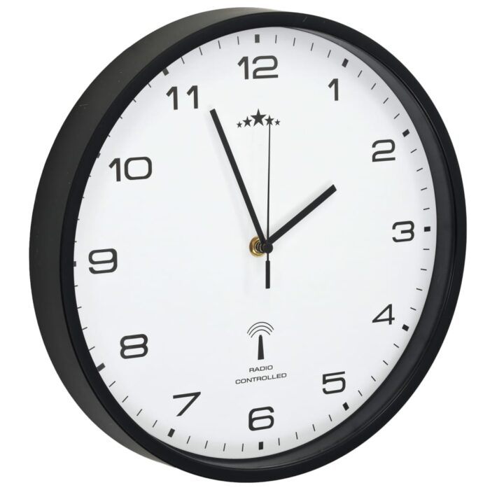 Horloge murale radioguidée Mouvement à quartz 31 cm Blanc/noir – Image 3