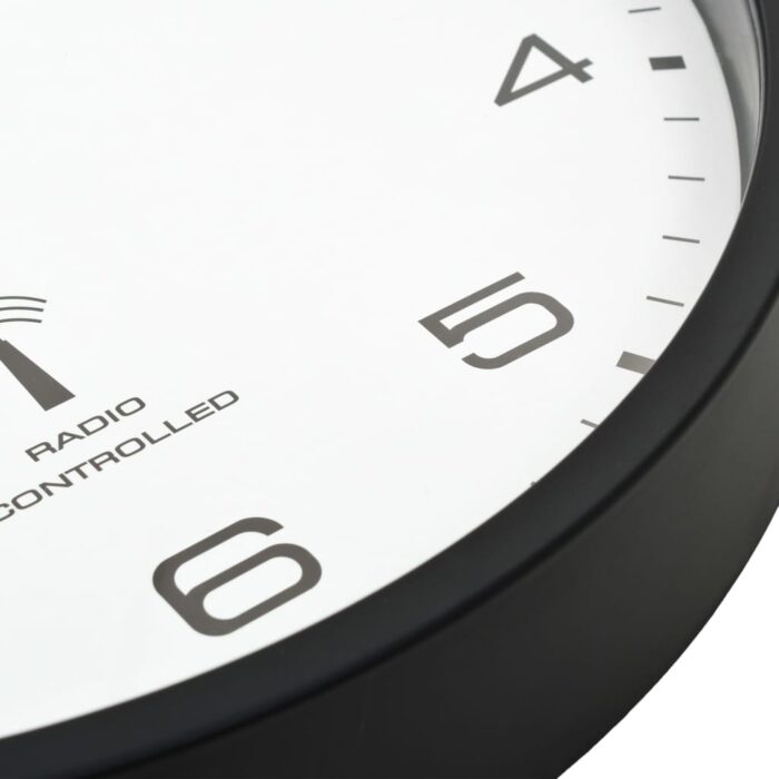 Horloge murale radioguidée Mouvement à quartz 31 cm Blanc/noir – Image 5